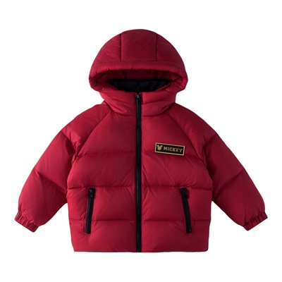 正品迪士尼童装儿童羽绒服2025冬季男童加厚羽绒外套女童红色年服