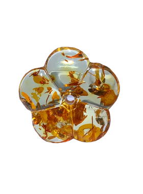 天然琥珀小花随形吊坠雕刻饰品女