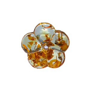 天然琥珀小花随形吊坠雕刻原石原矿花珀金珀手串手链黄色玉石送礼