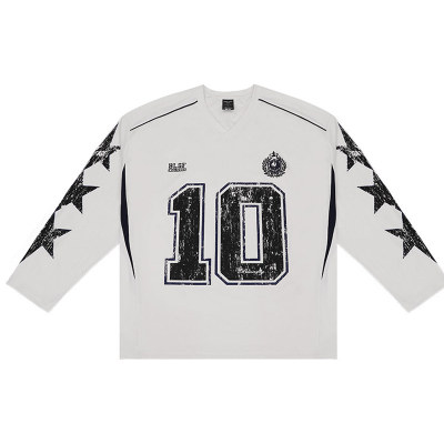 BLUESFLY健身长袖T恤秋冬美式限定10号字母印花宽松休闲运动上衣