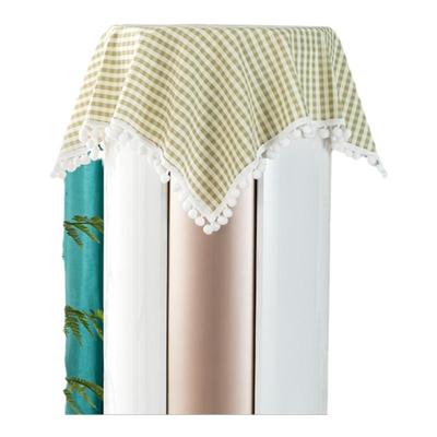 立式空调柜机顶罩防尘罩套罩盖巾方形格子通用格力海尔美的布艺