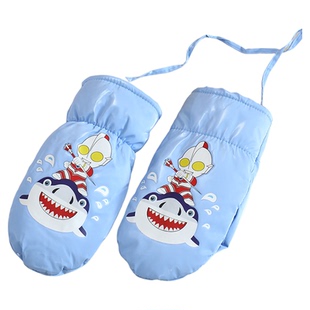 儿童防水滑雪手套冬季男童奥特曼女童男孩打雪仗宝宝加绒保暖幼儿