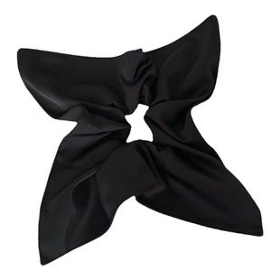 黑白经典耐看款 光泽感垂感缎面绸缎方形布艺大肠圈风车发圈发绳