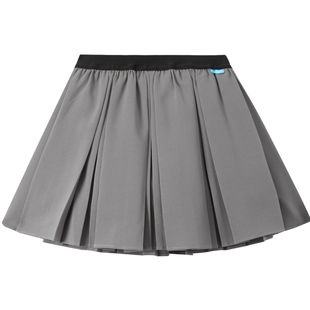 安奈儿女童半身裙儿童百褶裙夏季女孩黑色学院风短款裙子