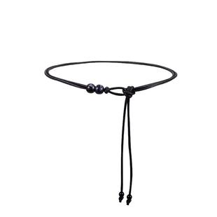 连衣裙细腰带配饰女皮绳腰链配裙子毛衣大衣高级感黑色百搭小皮带