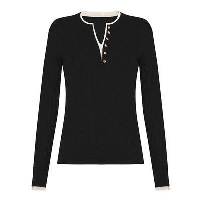 PetitBari可机洗亨利领针织衫