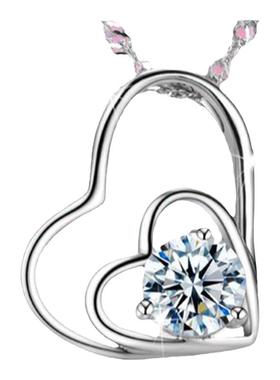 纯银心心相印生日礼物吊坠送女友