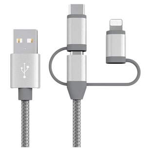 Micflip美格浦苹果MFi认证三合一数据线充电线usb转lightning适用13 4 iPhone15/16 typec安卓车载通用micro