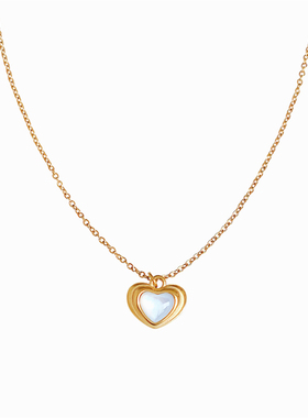 韩国博主同款天然贝母爱心项链女