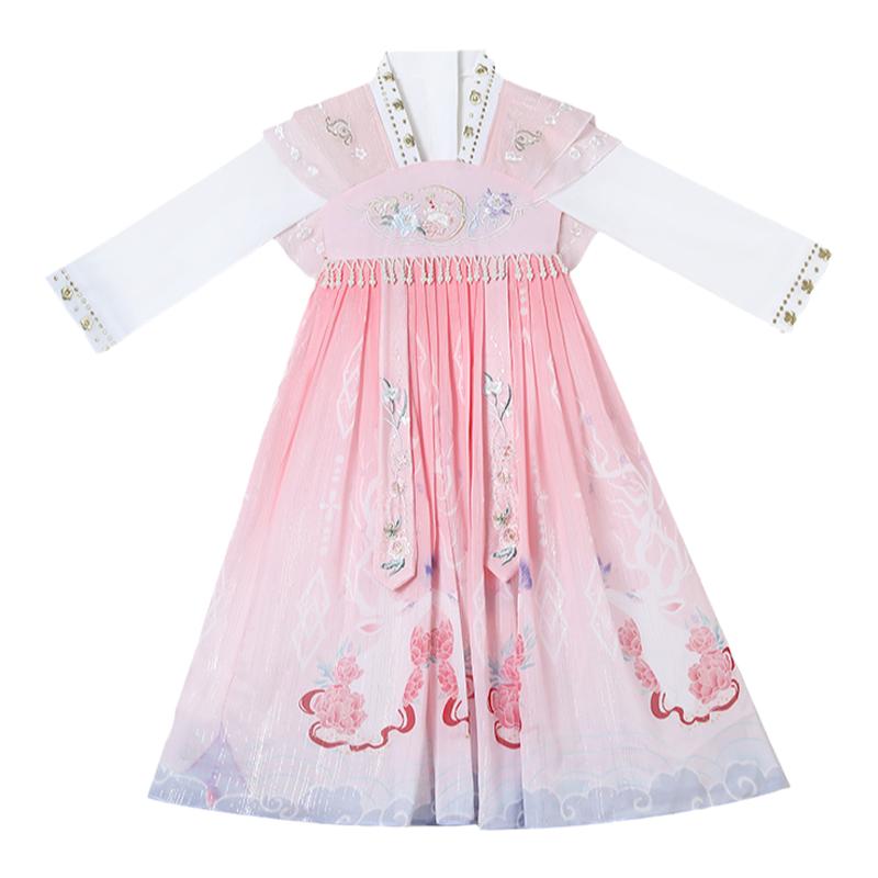 薄款春秋女童汉服高端刺绣连衣裙