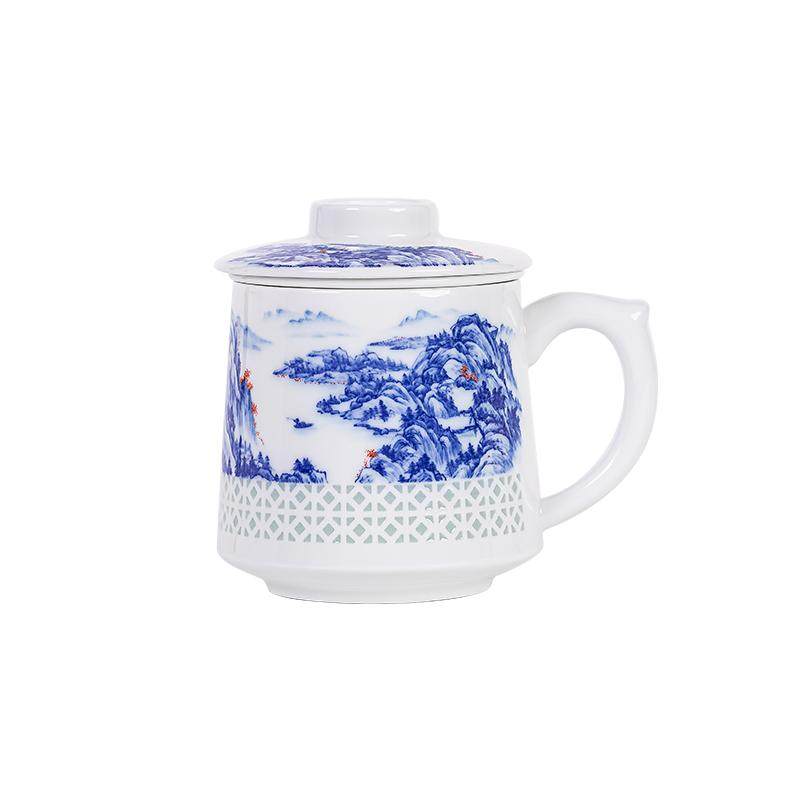 景德镇高档陶瓷茶杯茶水分离杯