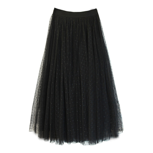 波点纱裙2025秋冬季新款圆点高腰蓬蓬裙半身裙子长裙超好看半裙女