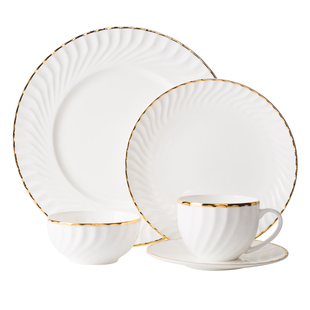 欧式金边骨瓷北欧牛排西餐餐盘家用菜盘平盘碟子餐具套装组合盘子