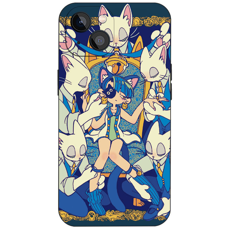 日系复古贵族猫耳少女文艺插画手机壳适用于苹果17液态硅胶17E磨砂16小众个性Air磁吸iPhone18ProMax全包防摔