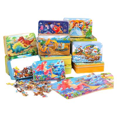 易收纳60片铁盒拼图周岁幼儿园