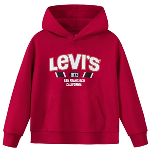 【新年马年】李维斯男童红色卫衣连帽儿童加绒2026拜年过年衣服女