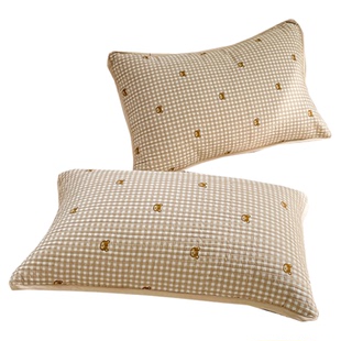 纯棉枕套枕头套秋冬一对装单个家用儿童学生夹棉枕芯套48cmx74cm