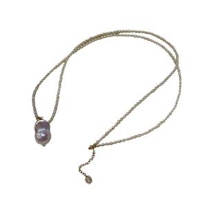 TYUSHA超美多用链/天然晕彩巴洛克鱼尾米粒珍珠毛衣链长款高级感