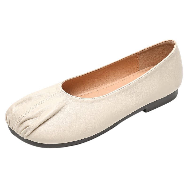 法式平底褶皱浅口单鞋女鞋一脚蹬
