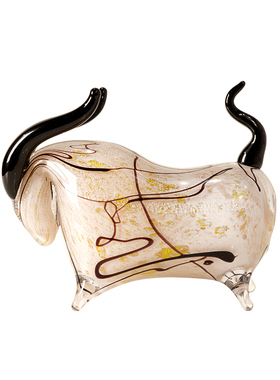 柏梵轻奢琉璃牛摆件客厅装饰