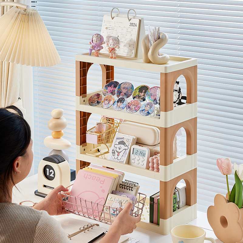 可折叠桌面置物架办公书桌多层桌上书架架子桌面整理架收纳