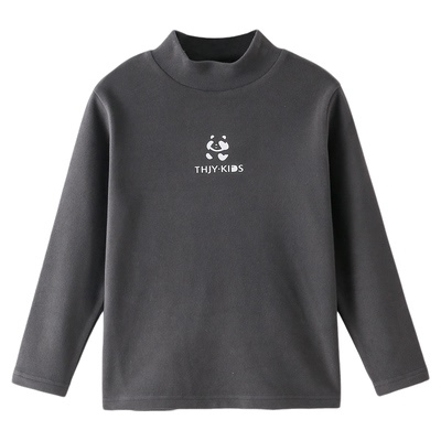 男童德绒打底衫2025秋冬新款儿童加绒加厚半高领长袖T恤上衣冬装