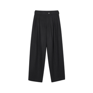 LESS冬季绵羊毛呢裤女高腰通勤宽松直筒显瘦休闲裤子2OAE10380