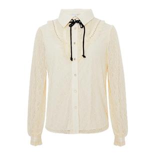 LULUALWAYS我爱露露甜美气质百搭时尚通勤白色蕾丝衬衫