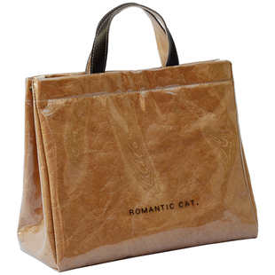 私人订制防水PVC牛皮纸手提包韩国简约个性斜跨包加厚防震电脑袋