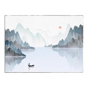 山水画风景客厅字画装饰画书房水墨画卧室床头壁画新中式茶室挂画