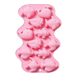 宁焙 12连6种不同海洋鱼类造型硅胶巧克力模具布丁蛋糕模滴胶模具