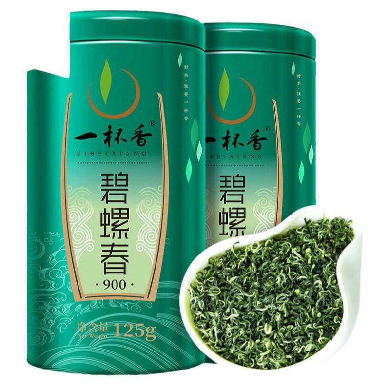 一杯香明前碧螺春茶叶绿茶2罐共250g礼盒装2025新茶春茶苏州散装