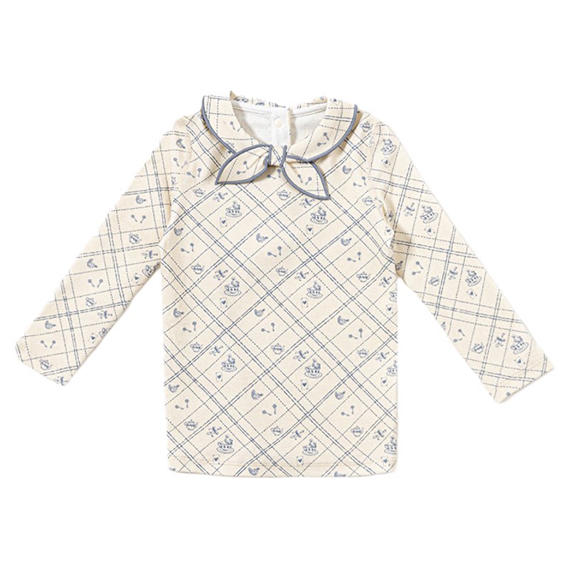 【新品】OAK FAMILY童装女童长袖t恤儿童打底衫春秋领结上衣