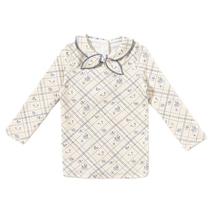 【新品】OAK FAMILY童装女童长袖t恤儿童打底衫春秋领结上衣