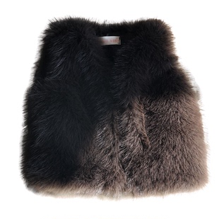 女童皮草马甲儿童毛毛背心女宝冬季坎肩小孩仿狐狸毛绒加厚洋气