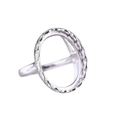 戒指空托S925纯银女镶嵌蜜蜡戒托