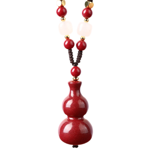天然原矿朱砂葫芦吊坠女嘎乌盒护身符项链挂件钥匙扣本命年礼物