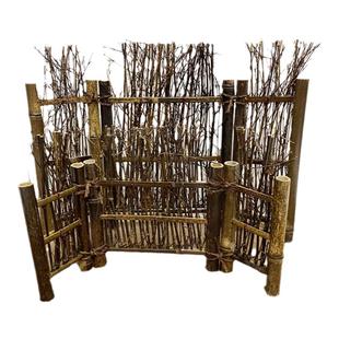 手工竹编制品竹篱笆 竹屏风摆件园艺隔断 竹帘竹席装饰围栏竹栅栏