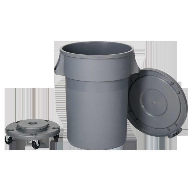 白云塑料环卫垃圾桶室外大圆形工业户外果皮箱垃圾箱带有轮子盖号