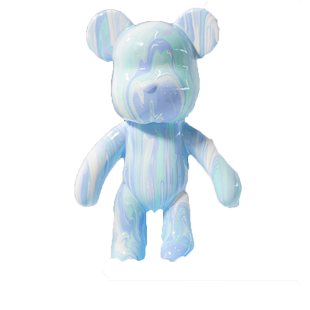 文健熊仔流体熊手工diy白胚摆件颜料暴力熊画中小熊网红材料颜料