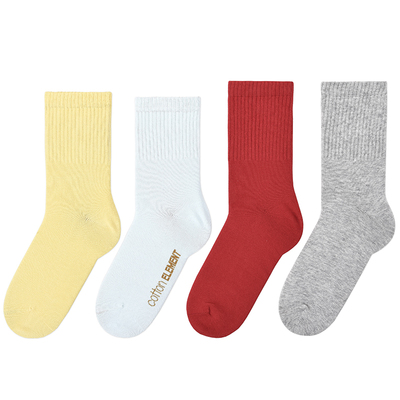 纯色中筒袜棉元素甜美女士秋季