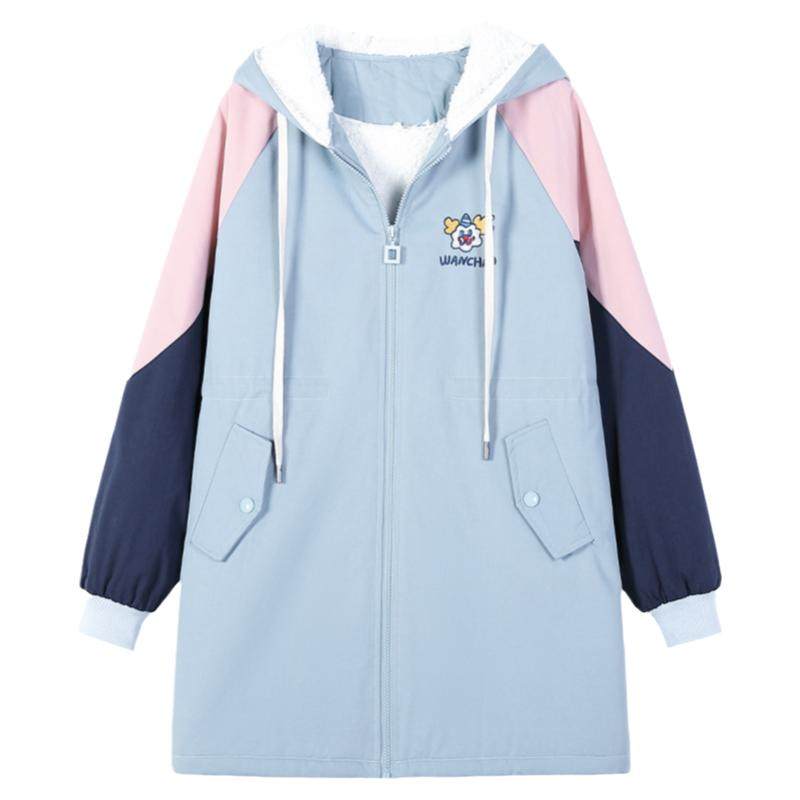 学生长款外套色彩旋律学院风少女