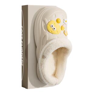 洞洞鞋冬季加绒女士2026新款室内家居办公室可拆卸棉拖鞋女冬厚底