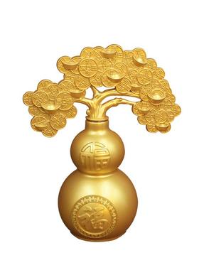 招财纳福发财树葫芦转转摆件