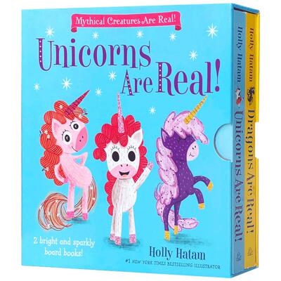 英文原版Mythical Creatures Uncorns Dragons Are Real! 独角兽龙是真的！2册合集英语启蒙早教亲子互动0-3岁低幼儿童图画绘本