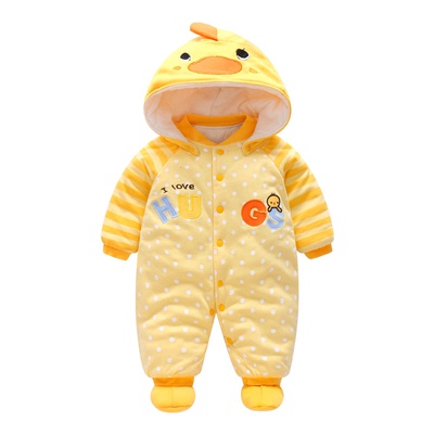 冬季夹棉加厚婴儿包脚连体衣