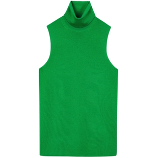 LESS秋季高领针织背心女简约修身纯色套头无袖针织衫女2O7313470