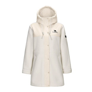 骆驼户外中长款风衣女抓绒衣2024春秋新款羊羔绒加厚保暖连帽外套