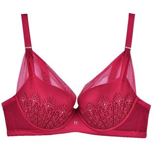 MYBODY商场同款蕾丝性感内衣女聚拢小胸显大上托厚款本命年红文胸
