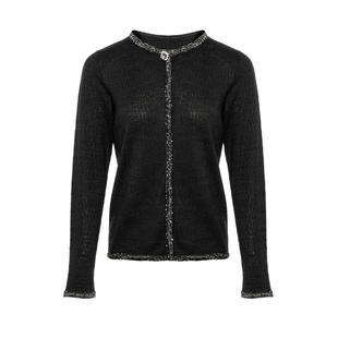 辽锦柞蚕丝小香风亮片针织开衫女高级感2026新款冬季时尚洋气毛衣